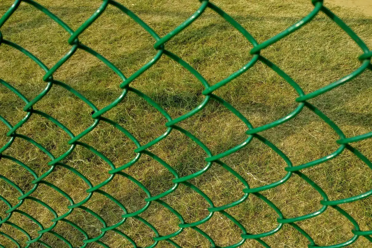 Žičane ograde Beograd: zeleno plastificirano žičano pletivo izbliza, iznad trave